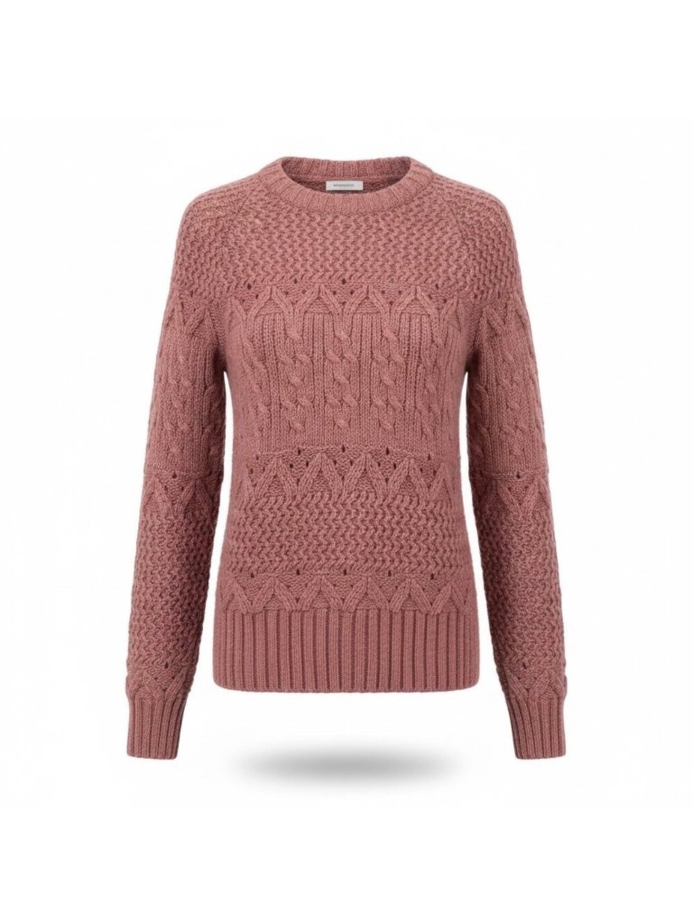 Evan Jrs. Womens Burgundy Cable Knit Sweater Cozy Pullover Winter Size M